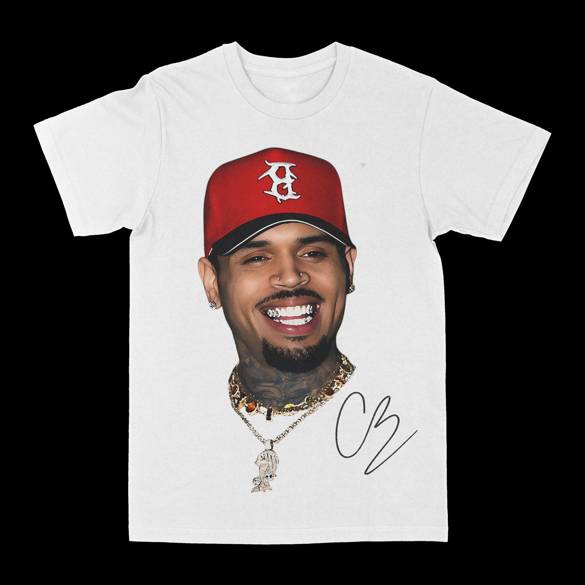 Chris Brown "Big Face Red Hat" Graphic Tee